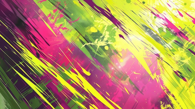 Dynamic background with lime green magenta sharp patterns bright luminous accents