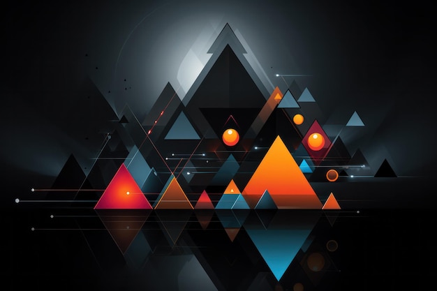 Dynamic Black and Orange Triangle Pattern Abstract Geometric Background