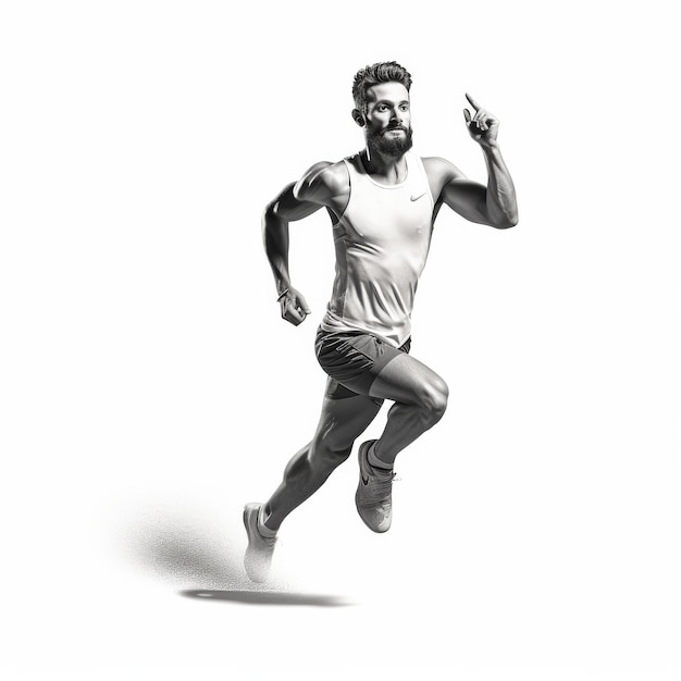 Dynamic Black and White Image of a Man Running