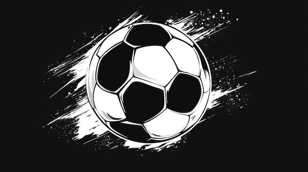 Photo dynamic black and white soccer ball illustration on dark background