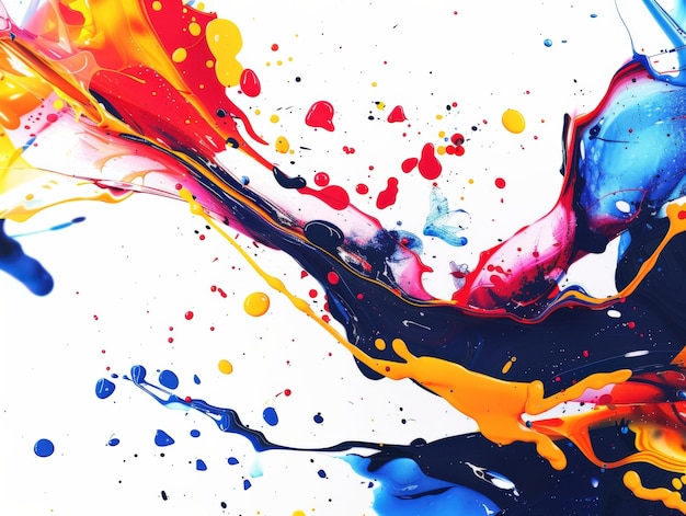 A dynamic blend of colorful paint streaks and splashes