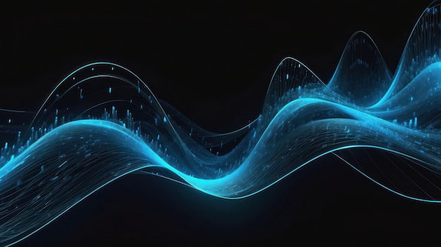 Dynamic blue electric waves in a futuristic and cybernetic abstract pattern