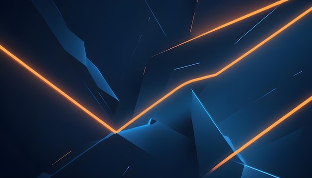 Photo dynamic blue geometric shapes with orange lines composition