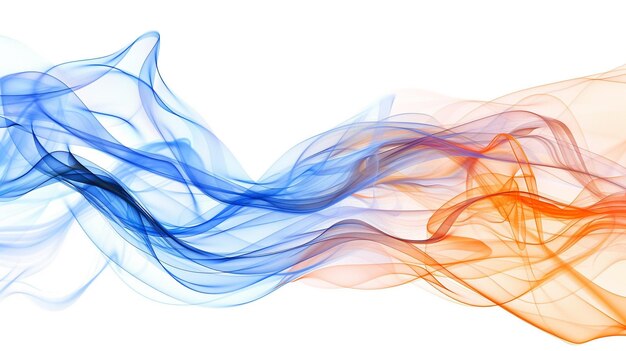 Dynamic blue and orange spectrum wave lines with a sense of energy isolated on a solid white background