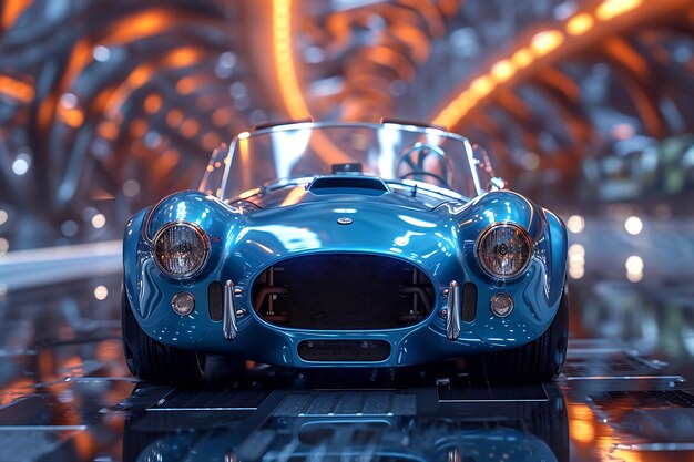 Photo dynamic blue shelby cobra a modern automotive masterpiece