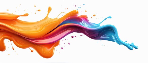 Photo dynamic brushstroke ribbon wave colorful paint flow in abstract splash background