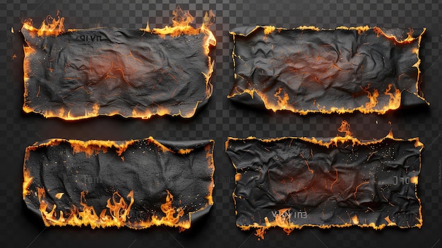 Photo dynamic burnt paper elements realistic 3d design