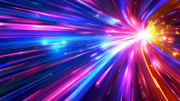 Photo dynamic burst of colorful light trails creating an energetic and vibrant abstract background