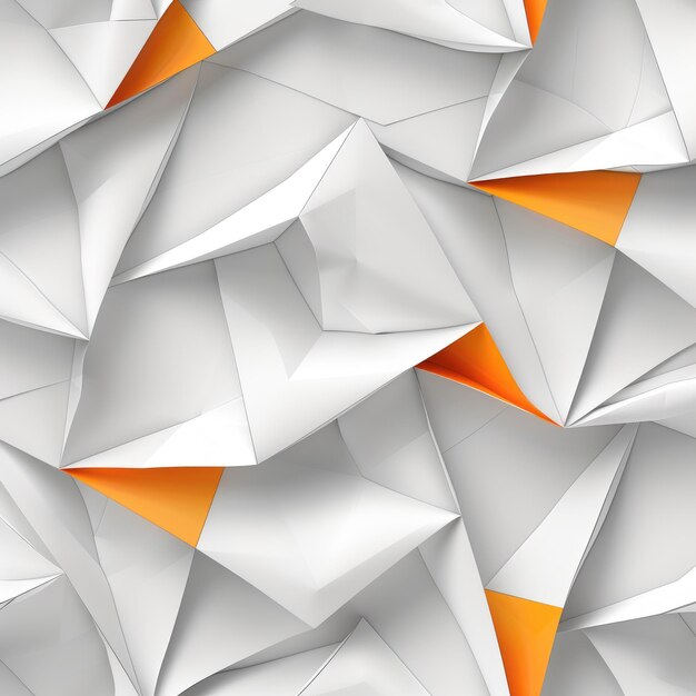 Photo dynamic chaos in digital texture illustration showcasing folded shapes with orange accents