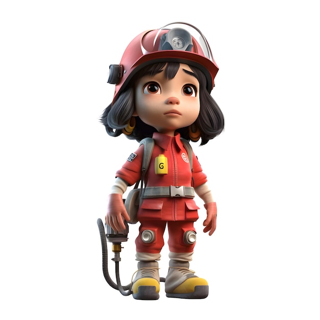 Dynamic and Collaborative 3D Firefighter Women Active and Cooperative Characters for Fire Department Recruitment Materials Isolated on white background