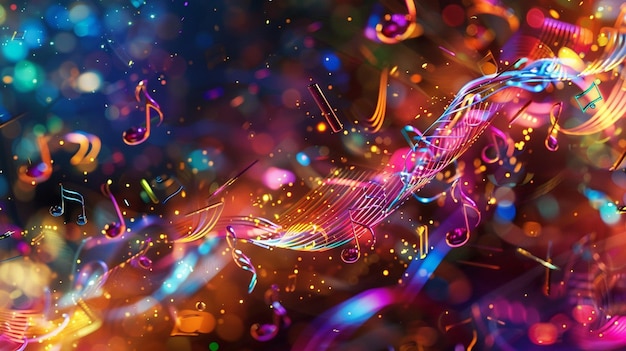 Dynamic Colorful Music Background with Musical Notes