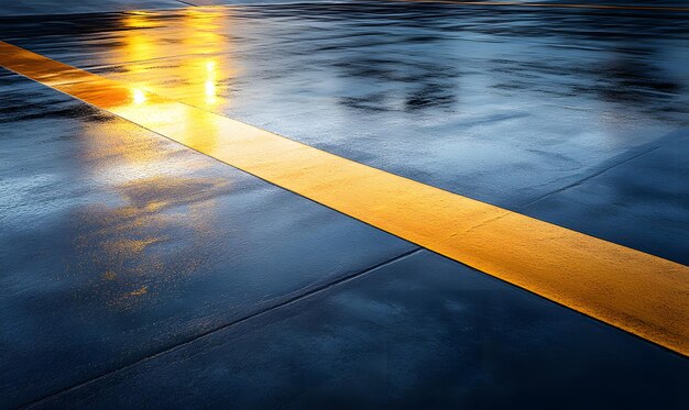 Photo a dynamic composition featuring diagonal lines of freshly applied sealcoat on the driveway