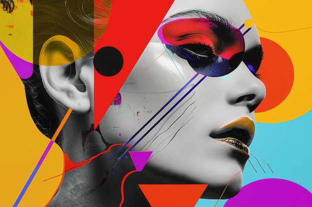 Dynamic contrast diverse portraits vibrant vectors futuristic fonts