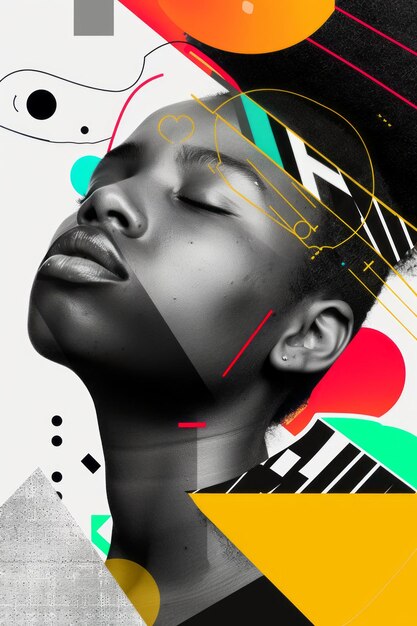 Dynamic contrast diverse portraits vibrant vectors futuristic fonts