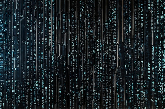 Photo dynamic cyber tech background with binary code