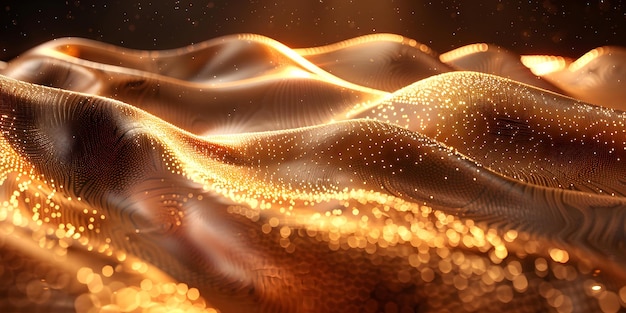 Dynamic D golden waves shimmer in seamless loop video animation Concept Animation 3D design Golden waves Loop video Dynamic D