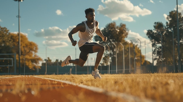 Dynamic Dash Athlete in Full Stride Running with Intensity