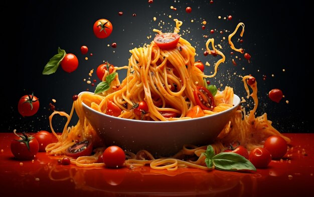 Dynamic Delight Pasta and Sauce in Motion Generative By Ai