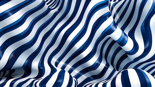 Dynamic Digital Art with Blue and White Stripes