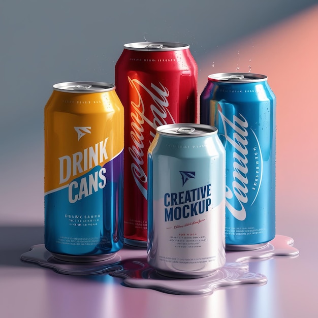 Dynamic Display of Modern Drink Cans in Minimalist Lighting