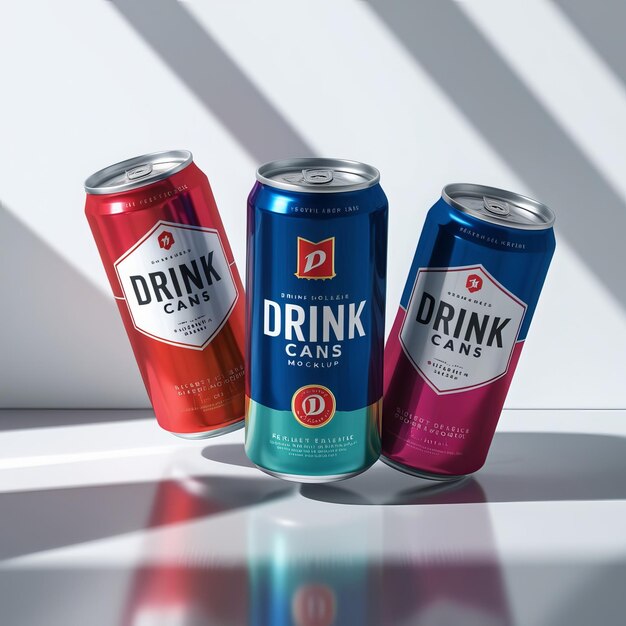 Dynamic Display of Modern Drink Cans in Minimalist Lighting