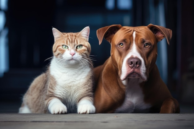 Dynamic Duos The Tale of an Attentive American Staffordshire Dog and a Ginger Cat