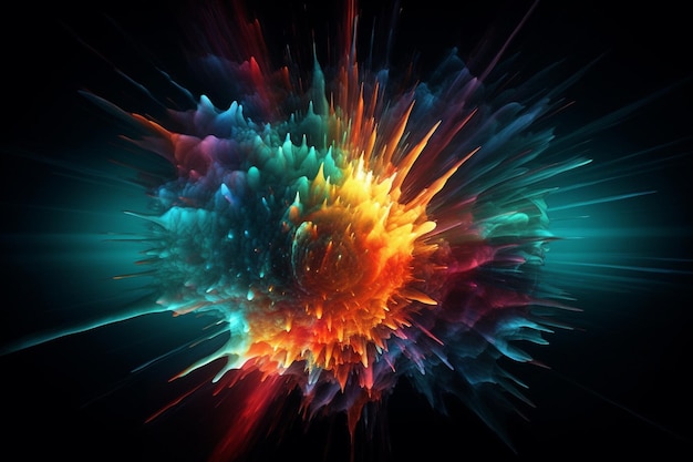 Dynamic Energy Burst with Vibrant Color and Explosive Motion Created with Generative AI