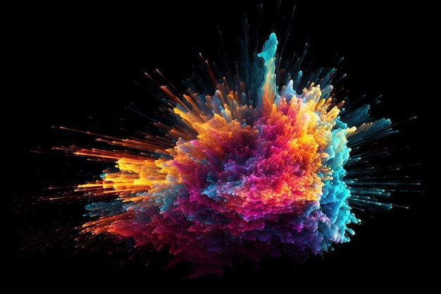 Dynamic Energy Burst with Vibrant Color and Explosive Motion Created with Generative AI