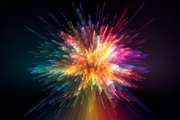 Dynamic Energy Burst with Vibrant Color and Explosive Motion Created with Generative AI