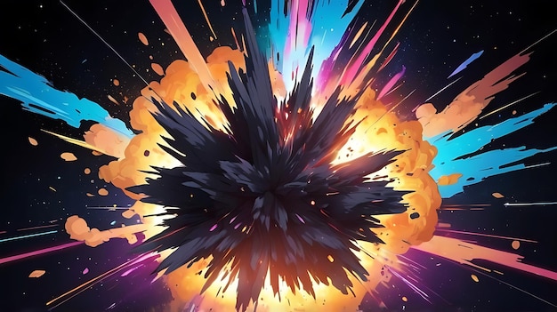 Photo dynamic explosion effect in anime style