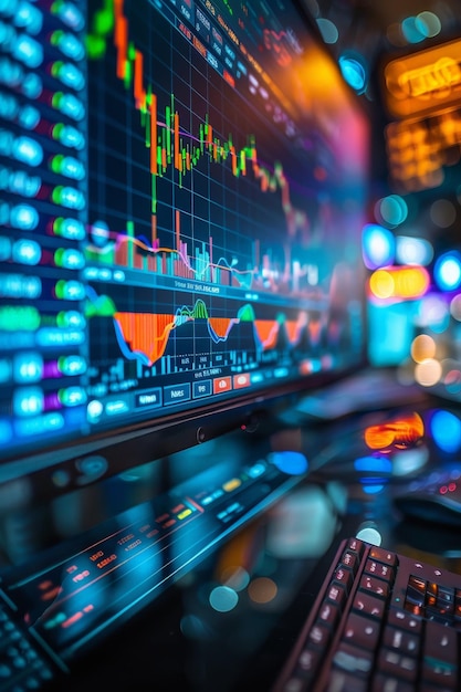 Dynamic Financial Dashboard with RealTime Global Economic Metrics on Monitor Screen