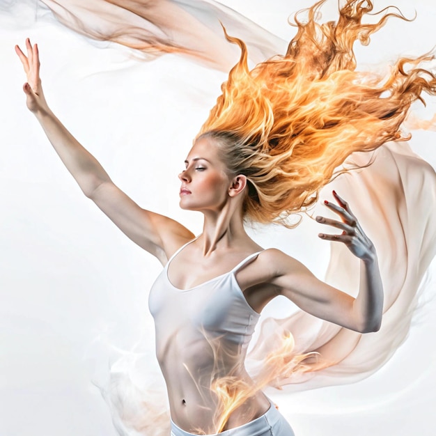 Photo dynamic fire dance imagery combining grace and the power of flames