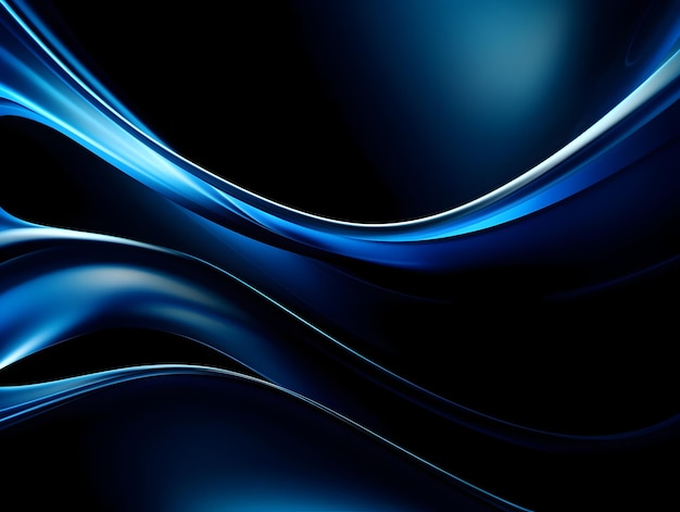 Dynamic Fluid Curves and Abstractions in Vivid Blue Tones Across a Dark Background