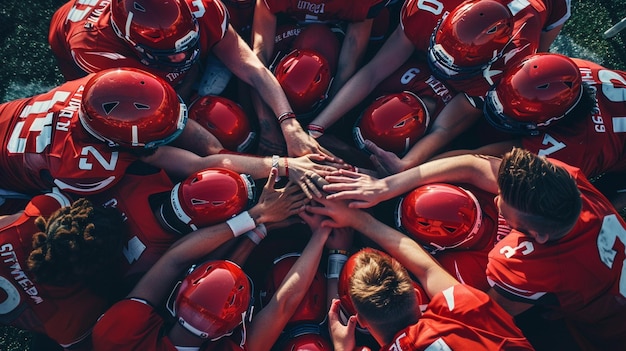 Photo dynamic football team huddle image