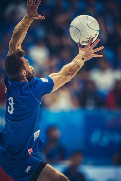 Photo dynamic footwork in handball fast break showcasing speed and agility in summer olympic games sport