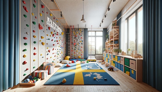 Dynamic Fun A Childrens Room with a Climbing Wall