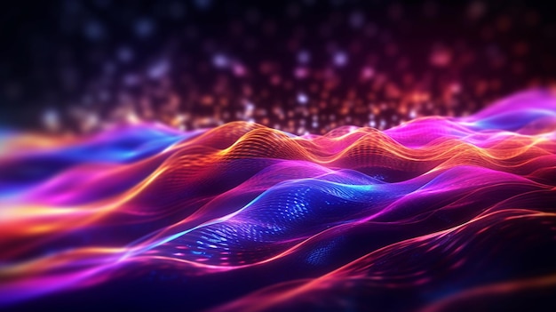 Dynamic Futuristic Background with Vibrant Neon Wave Lines Generative AI