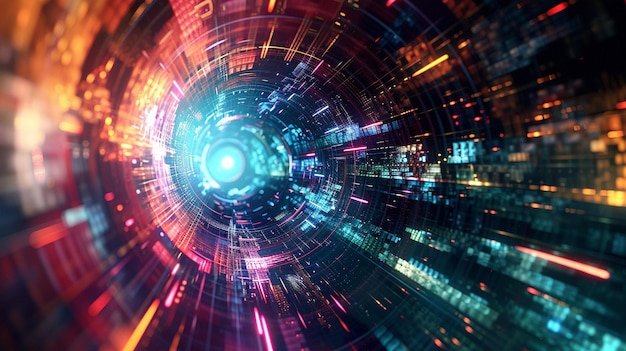 Dynamic Futuristic Networked Blue and Red Tunnel Background