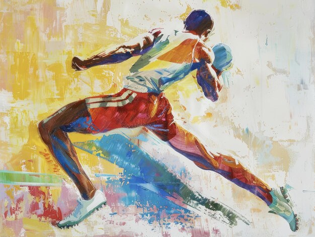 Photo dynamic handball player in action painting