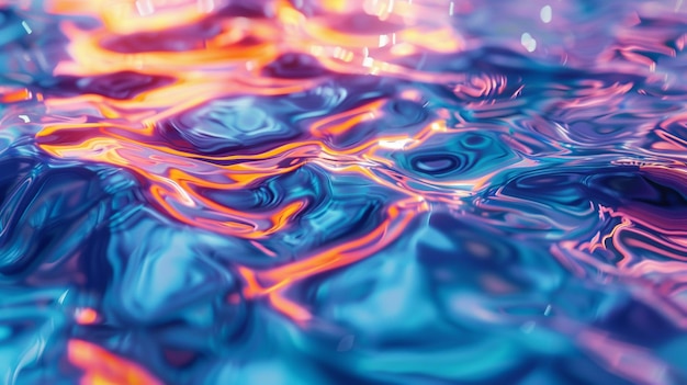 Dynamic Holographic Abstract Patterns in Water CloseUp Background