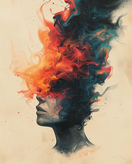 A dynamic illustration capturing the explosion of colors at the moment of inspiration