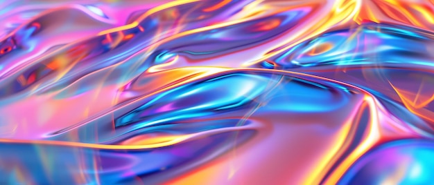 Dynamic liquid metal holographic background with a fluid mercurylike surface that reflects a