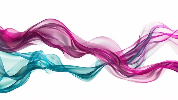 Dynamic magenta and turquoise gradient waves suggesting futuristic technology isolated on a solid white background