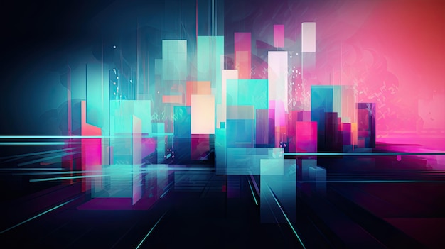 Dynamic and modern abstract tech backdrop with vibrant color accents and dynamic shapes