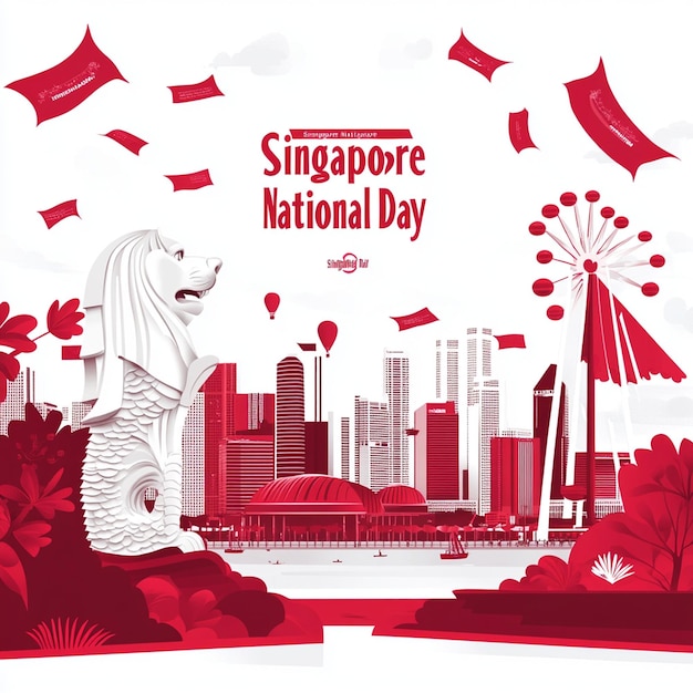 Photo dynamic and modern illustration celebrating singapores national day