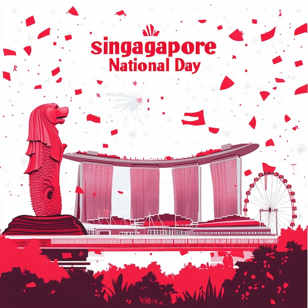 Photo dynamic and modern illustration celebrating singapores national day