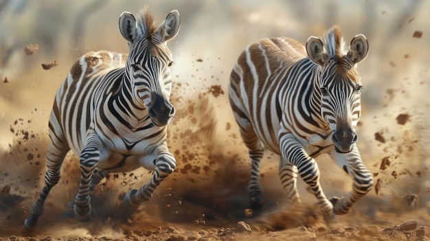 a dynamic moment of a zebra in action