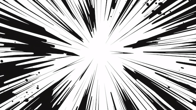 Photo dynamic motion graphic elements with mangastyle speed lines and explosive bursts on a white background