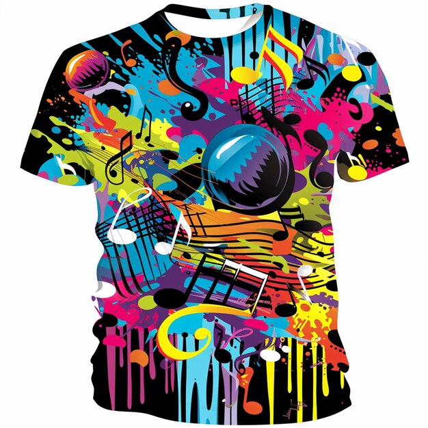 Photo dynamic musicthemed tshirt design in modern graffiti style