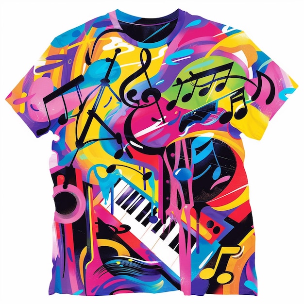 Photo dynamic musicthemed tshirt design in modern graffiti style